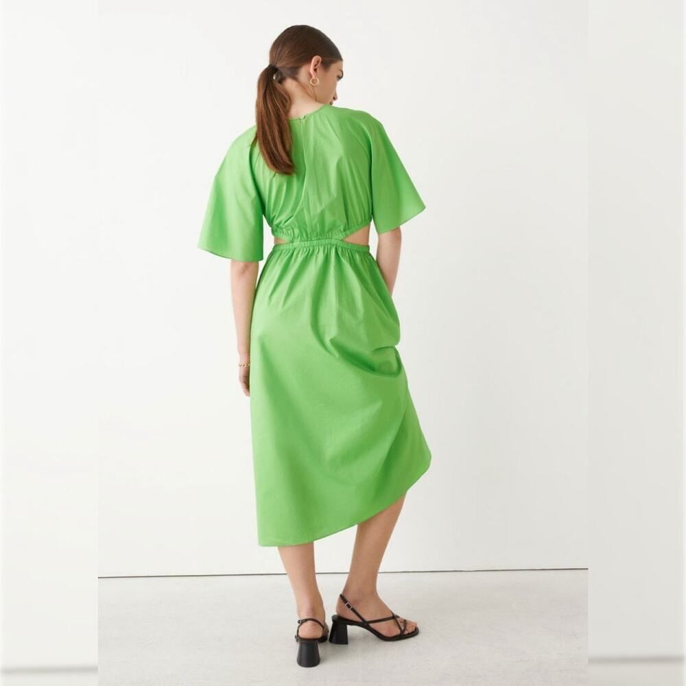 New & Other Stories Green Cut-Out Midi Dress Size 8 - Picture 4 of 9